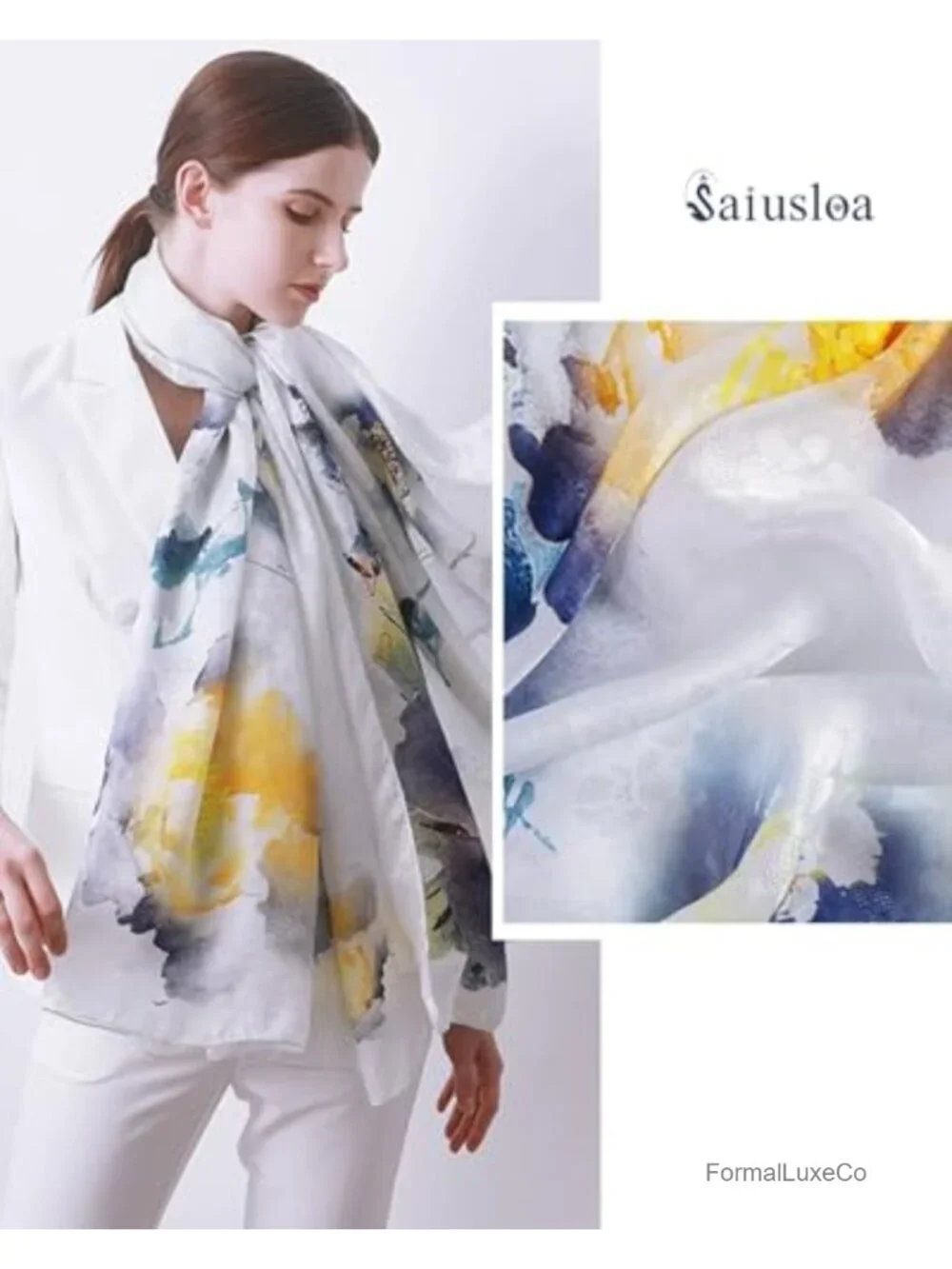 Long Silky Satin Scarf Shawl Wrap Dressy Lightweight for Women